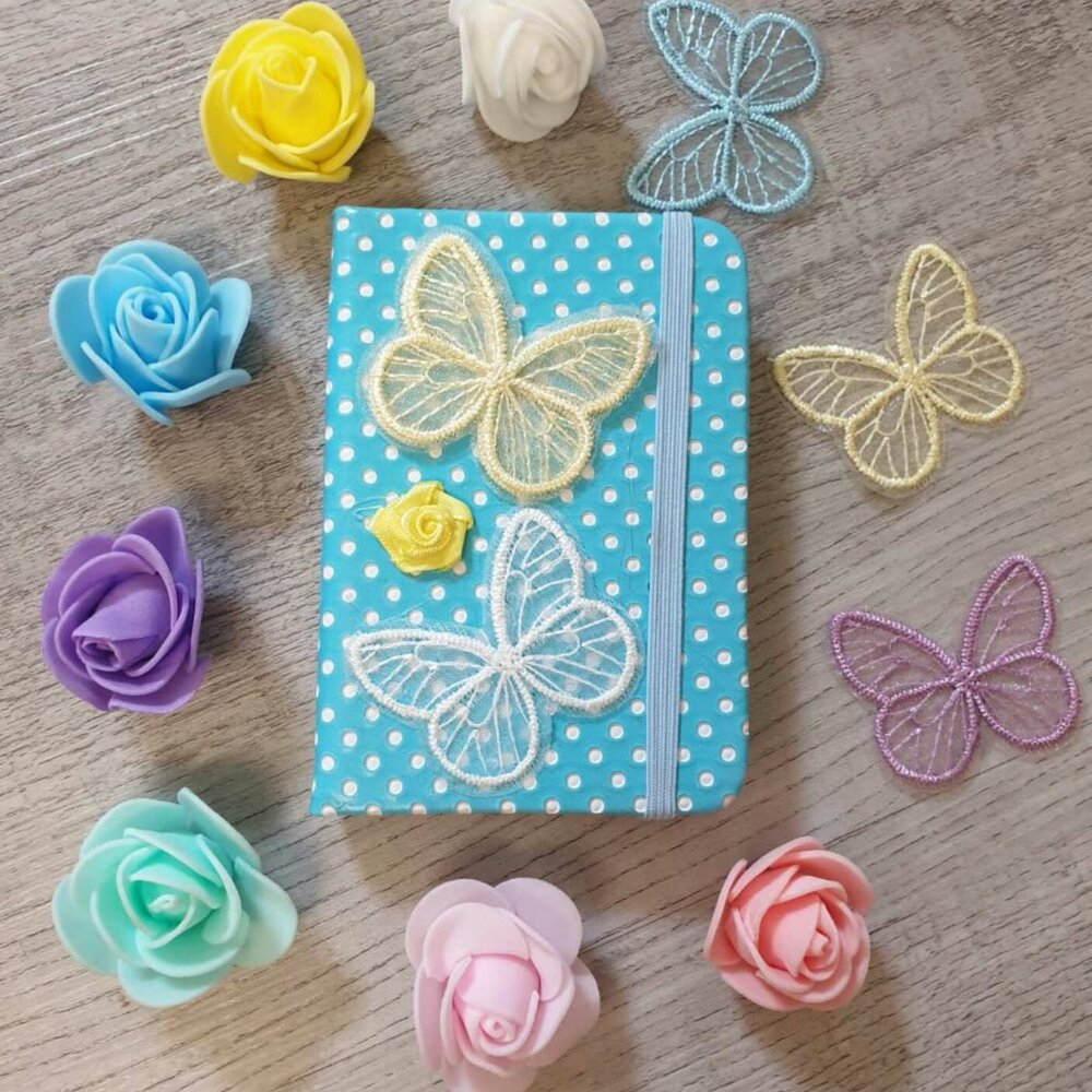 Mini Notebook-Butterfly Flowers Handmade Notepad Small Pocket Mini Journal Gift